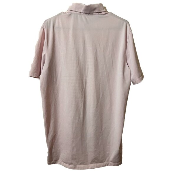 Greyson Men's Medium Short Sleeve 1/4 Button Pink White Golf Polo Shirt 🏌️ - Picture 4 of 10